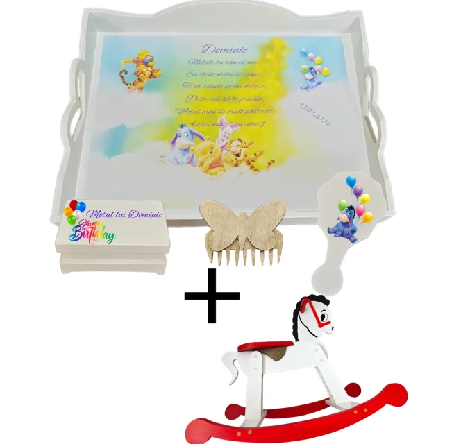 Set tăviță pentru tăierea moțului – Ursuleţul Winnie 2 + calut de lemn